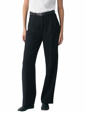Aritzia Effortless Pant Black Crepette High-Rise Wide Leg Trouser Sz 12